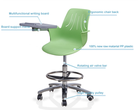 Nouvelle conception de fauteuil moderne, chaise d'ordinateur, accoudoirs fixes, pivotant à 360 degrés, hauteur réglable, base en métal, chaise de bureau, utilisation scolaire