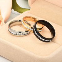 Bague en acier inoxydable plaqué or 18 carats PVD, largeur 6 mm, anti-ternissement, avec zircon, bijoux tendance pour femme