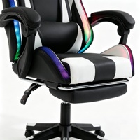 Chaise de jeu de course ergonomique avec accoudoirs, appui-tête et repose-pieds articulés, éclairage RGB, vente directe usine