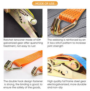 9.5m 5ton tali truk dapat dikunci tugas berat sabuk potong kargo Set tegangan muatan tali roda searah ikat - Product Image 5