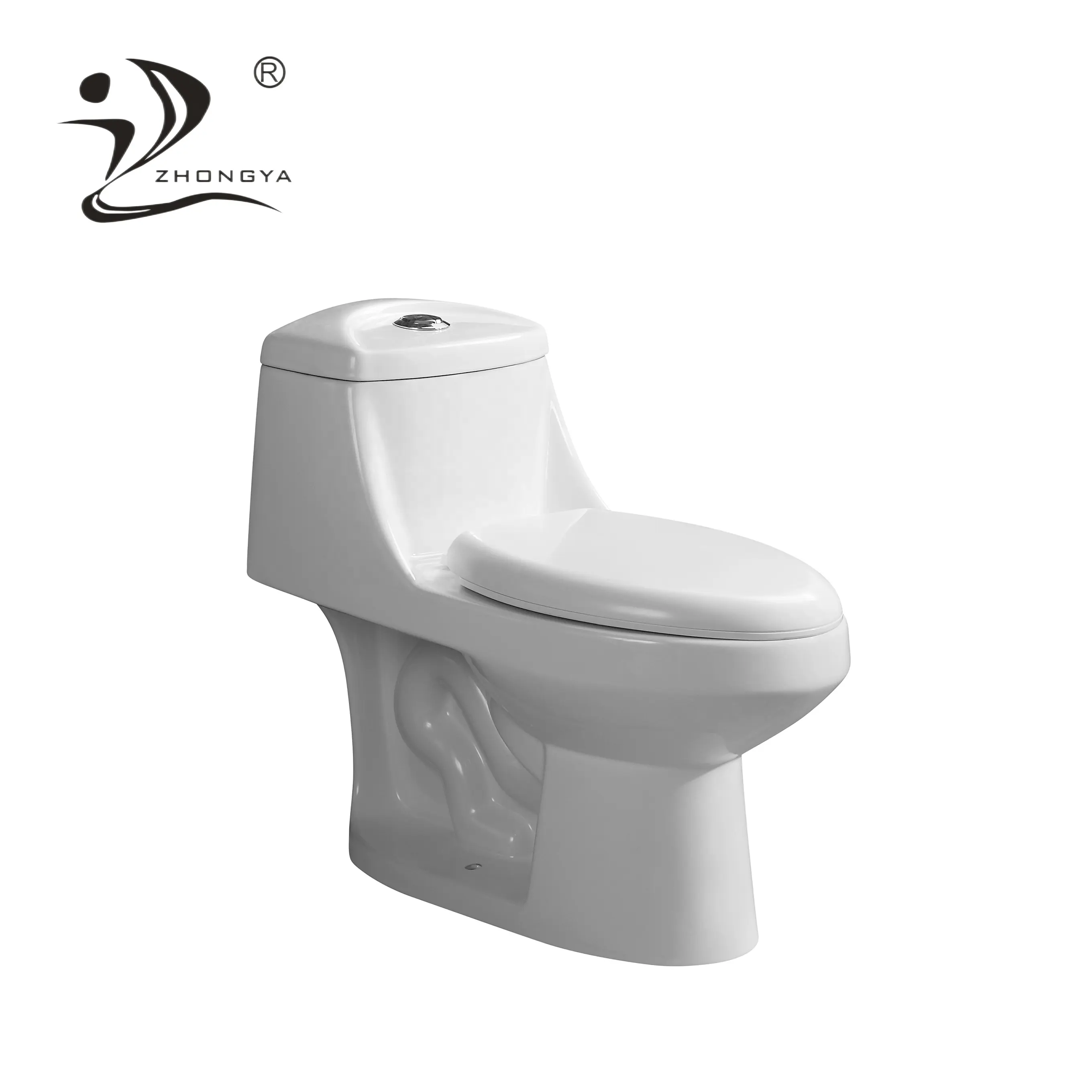 ZHONGYA Oem south American factory s-trap ceramic siphonic toilette vaso sanitario inodoro bathroom TOILET one piece toilet