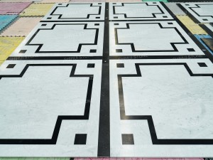 Mosaïque en marbre noir et blanc SH STONE, découpe de précision, motif de <span class=keywords><strong>parquet</strong></span>, médaillon, carrelage de sol pour salon de villa - Product Image 3