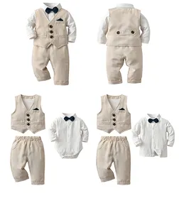 Best Quality Control Kids 95% Cotton Clothes Set Baby Gentleman abito formale Bowknot abbigliamento per bambini Set ragazzi
