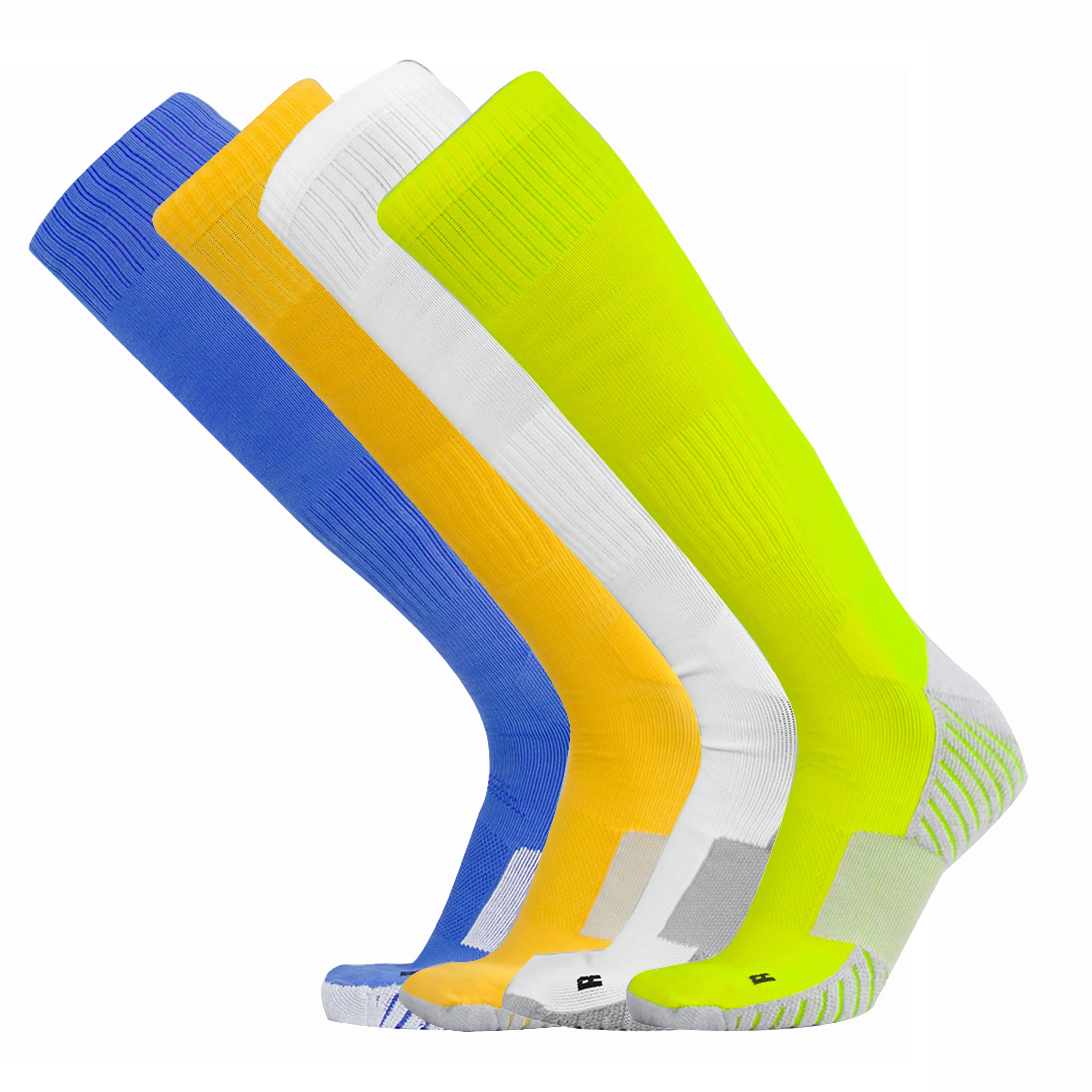 Calcetines deportivos de fútbol hasta la rodilla para hombre, calcetín atlético de compresión colorida, venta al por mayor