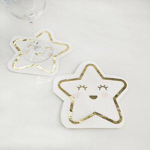 Serviettes en papier en gros Serviettes en papier jetables personnalisées imprimées 1/4 pliées découpées étoiles pour fête et mariage - Product Image 3