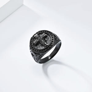 Men's Titanium Steel Cross <b>Ring</b> Gold Black Silver Color Daily Wear Hip Hop Jewelry Retro Punk Style - Product Image 4