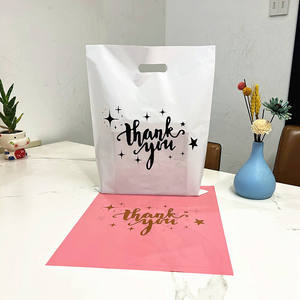 bulk custom logo thank you plastic bags with silver star print for small business customers - Product Image 6