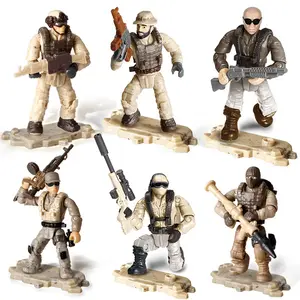 אבני בניין מיני צבאי סדרת צבא צבאי בניית צעצועי אבני בניין מיני דמויות סט (6 דגמים/סט)
