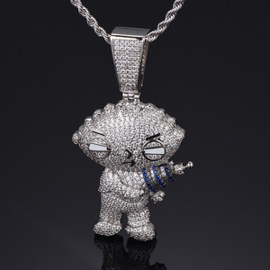 Sidan famille Guy Micro Zircon incrusté pendentif à la mode personnage de dessin animé collier Hip Hop marque de mode accessoire pour hommes - Product Image 3