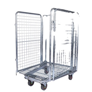 Galvanized Metal <strong>Roll</strong> Cage Lockable Storage Cage <strong>Trolley</strong> with Wheels - Product Image 1