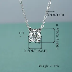 Colar de Moissanite 925 prata esterlina feminino pingente de clavícula solitária diamante personalizado de moda fina