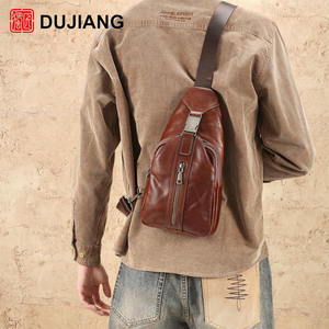 Bolso <span class=keywords><strong>de</strong></span> Pecho para <span class=keywords><strong>Hombre</strong></span> <span class=keywords><strong>de</strong></span> Cuero Genuino DUJIANG, Bolso <span class=keywords><strong>Bandolera</strong></span> Retro <span class=keywords><strong>de</strong></span> Moda, Duradero para Uso Diario, Modelo 6946 - Product Image 2