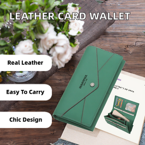 High Quality Genuine Cowhide Leather <b>RFID</b> <b>Blocking</b> Portable Envelope Bag Thin Long Cardholder <b>Wallet</b> Passport Clutch Bags - Product Image 2