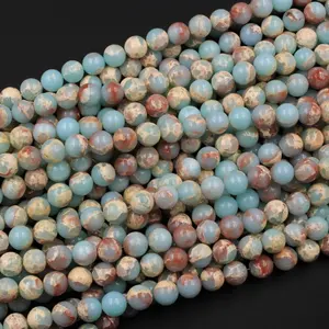 Perles naturelles de jaspe à Impression de peau de serpent, pierres rondes et lisses de 4mm 6mm 8mm 10mm 12mm, vente en gros