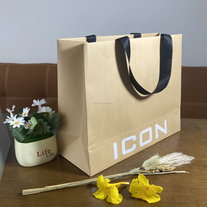 Sacs en papier kraft biodégradables de luxe pour vêtements et chaussures - Emballage réutilisable gaufré pour le shopping et les expositions - Product Image 2