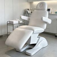 Table de massage électrique portable et pliable pour salon de beauté, 3 moteurs, blanche, pour soins du visage et spa