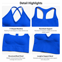 Ensemble de sport sans couture pour femme : Soutien-gorge de sport dos croisé et Leggings de yoga taille haute effet push-up fessier pour la course et le yoga