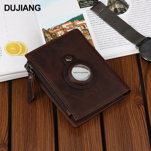 กระเป๋าสตางค์หนังแท้ Dujiang สำหรับผู้ชาย แบบสั้น มีซิปใส่เหรียญ ช่องใส่บัตรอเนกประสงค์ หนัง Crazy Horse สีช็อกโกแลต - Product Image 3