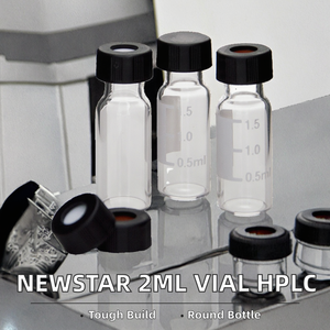 ขวดตัวอย่าง NEWSTAR ขนาด 2 มล. แบบกลม ฝาเกลียว 9 มม. แก้วโบโรซิลิเกตใส/สีเหลืองอำพัน ใช้กับเครื่องเก็บตัวอย่างอัตโนมัติทั่วไป HPLC - Product Image 2