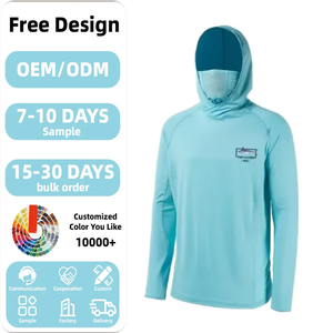 <span class=keywords><strong>Camicia</strong></span> da Pesca Personalizzata in Poliestere <span class=keywords><strong>a</strong></span> <span class=keywords><strong>Maniche</strong></span> <span class=keywords><strong>Corte</strong></span> con Protezione UV, Cappuccio e Design Sublimato SPF UPF 50 - Product Image 1