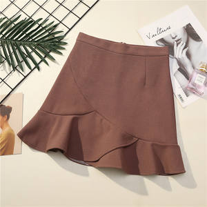 Gonne a vita alta Patchwork a sirena per celebrità una linea da donna Mini gonna a pieghe morbida blu tinta unita Casual gonna corta da ragazza - Product Image 3