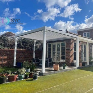 Schermo opzionale <span class=keywords><strong>in</strong></span> <span class=keywords><strong>legno</strong></span> con feritoie <span class=keywords><strong>in</strong></span> alluminio bioclimatico 6x4 impermeabile a parete elettrico con trattamento a pressione naturale - Product Image 4