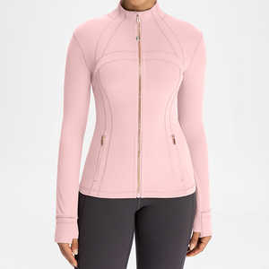 Veste de sport confortable et ajustée avec fermeture éclair pour la gym, le fitness et le yoga, fermeture éclair dorée, logo personnalisé, fabricant de vêtements <span class=keywords><strong>Lulus</strong></span> - Product Image 4