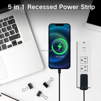 Multiprise encastrable avec ports USB et protection, rallonge électrique pour maison et bureau