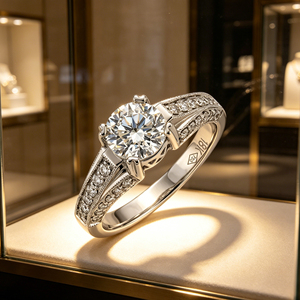 Bague de fiançailles classique en or plaqué 14K/18K avec diamant brillant de laboratoire d'un carat et pierres latérales DEF pour femme, personnalisable, certifiée IGI - Product Image 5