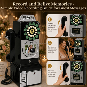 Téléphone mural rétro antique pour livre d'or audio et vidéo, idéal pour mariages, fêtes et anniversaires, avec fonction sans fil - Product Image 4