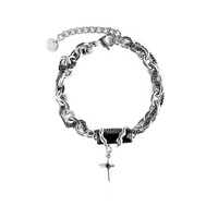 Bracelet en acier titane en forme d'étoile serti de diamants pour homme, bijoux faits à la main minimalistes haut de gamme et tendance