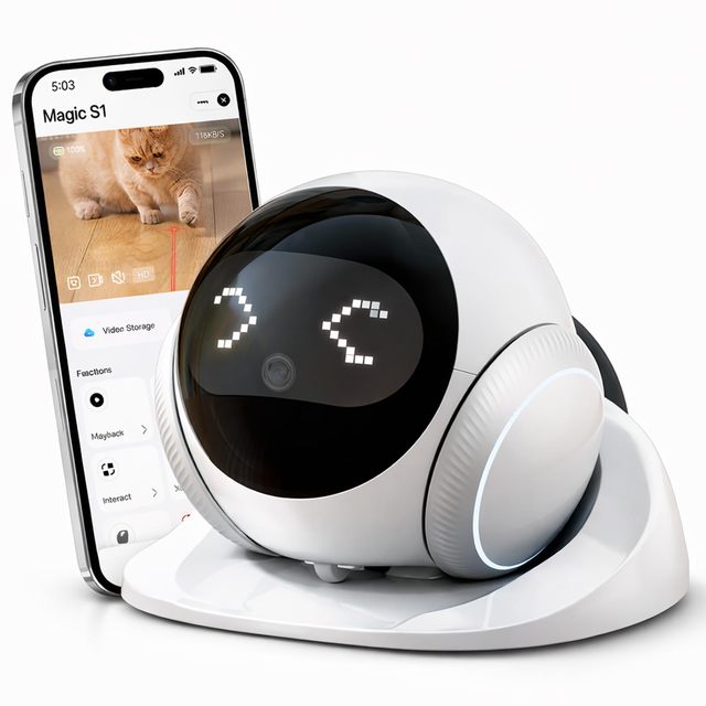 Magic S1 Indoor Security Robot Camera 1080P Portable Pet Camera with App Control Two-Way Audio, Night Vision, Automatic Charging