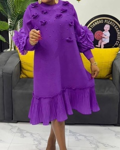 Sheen Mới Nhất Co Giãn Mùa Hè Miyaki Cộng Với Kích Thước Lỏng Lẻo Miễn Phí Rắn Chất Lượng Cao Pleated Casual <span class=keywords><strong>Midi</strong></span> Dresses Cho Phụ Nữ Phụ Nữ Thanh Lịch - Product Image 3