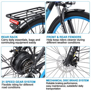 Bicicleta de Carretera K820 de 29 Pulgadas con Motor sin Escobillas, 21 Velocidades, Frenos de Disco Mecánicos y Batería de Litio para U - Product Image 5