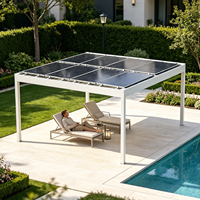 Pergola bioclimatique solaire imperméable à l'eau, toit à lamelles motorisées pour cour