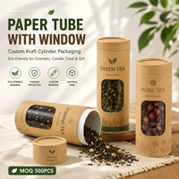 Carton rond tube mâché boîtes boîte d'emballage cylindre boîte de papier pour bouteille d'eau avec fenêtre en pvc transparent