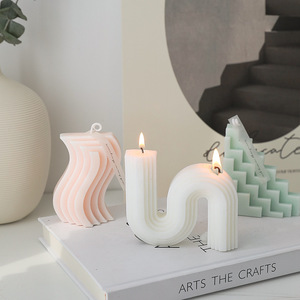 Scented Geometric <b>Candles</b> Paraffin Wax S-Jasmine L-Shaped Decorative Home Fragrance <b>Candle</b> <b>Set</b> - Product Image 1