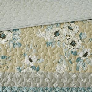 DB 6-Piece Green Full/Queen Cotton <b>Quilt</b> Set with Floral Throw Pillows for Home Wedding or Hotel <b>Bedding</b> - Product Image 6