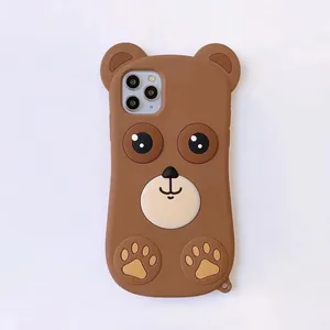 Coque de téléphone portable en 3D, ours mignon, avec lanière, pendentif, pour iPhone 12 Mini 11 Pro XS Max 7 8 Plus SE, 2020