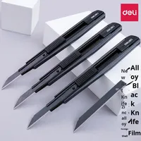 Deli 2037S petit couteau utilitaire à lame en métal coupe-papier rétractable multifonctionnel pour le bureau en alliage de zinc