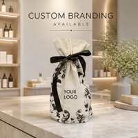 Pochette de voyage en coton et lin à cordon, imprimée sur toute la surface avec logo personnalisé, pour cosmétiques, parfums et maquillage
