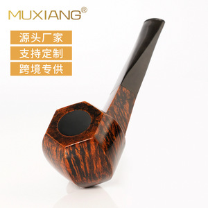 Briar Handmade Tobacco Pipe Bent Type Vulcanized Rubber Mouthpiece Solid Wood Bowl - Product Image 3
