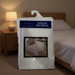 Sábana encimera de 150 cm, color blanco Osan, para cama - Product Image 2