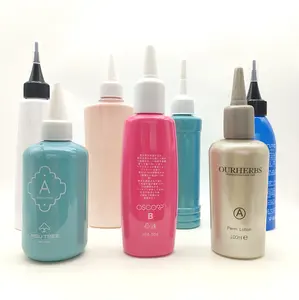 100ml 120ml PETPlastic 100ml boya aplikatör saç yağı perma büküm üst kapağı aplikatör sıvı sıkılabilir şişe