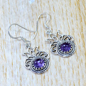 Pendiente de piedras preciosas de amatista, Plata de Ley 925, joyería hermosa hecha a mano, diseño más Popular, pendientes finos al por mayor a granel - Product Image 1