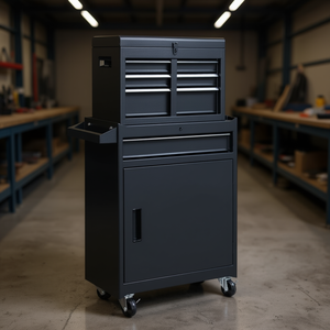 Chariot à outils avec 10 tiroirs, serrure à clé, capacité de 250 kg, style industriel, rangement mobile pour l'organisation d'atelier - Product Image 2