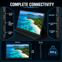 Moniteur portable tactile 16 pouces ODM 1920x1200 IPS FHD Plus 14 mm avec étui en cuir gratuit, double USB-C, HD-MI, pour le travail de bureau et les ordinateurs portables