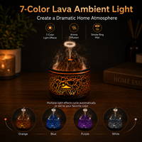 Diffuseur d'arômes Flamme Volcanique Relaxante avec Bruit Blanc et Effet Goutte d'Eau, Humidificateur à Brume Méduse pour l'Aide au Sommeil et le Soulagement de l'Anxiété