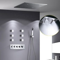 Vevohm robinetterie de pomme de douche Led, salle de bains carrée de plafond 500x500mm ensemble de douche à 4 voies déviateur de douche thermostatique avec jets corporels