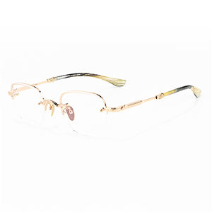 Lunettes de luxe de marque argentées et noires à demi-cadre anti-lumière bleue, monture optique de prescription, lunettes de lecture réfléchissantes pour hommes, luxe - Product Image 3